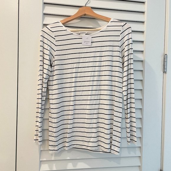 Club Monaco Navy Striped Long Sleeve Linen - Picture 8 of 12